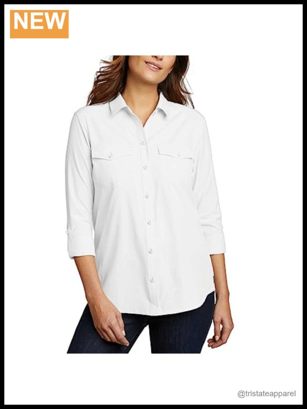 UPF 50+ Long Sleeve Button-Down Shirt Moisture-Wicking Stretch